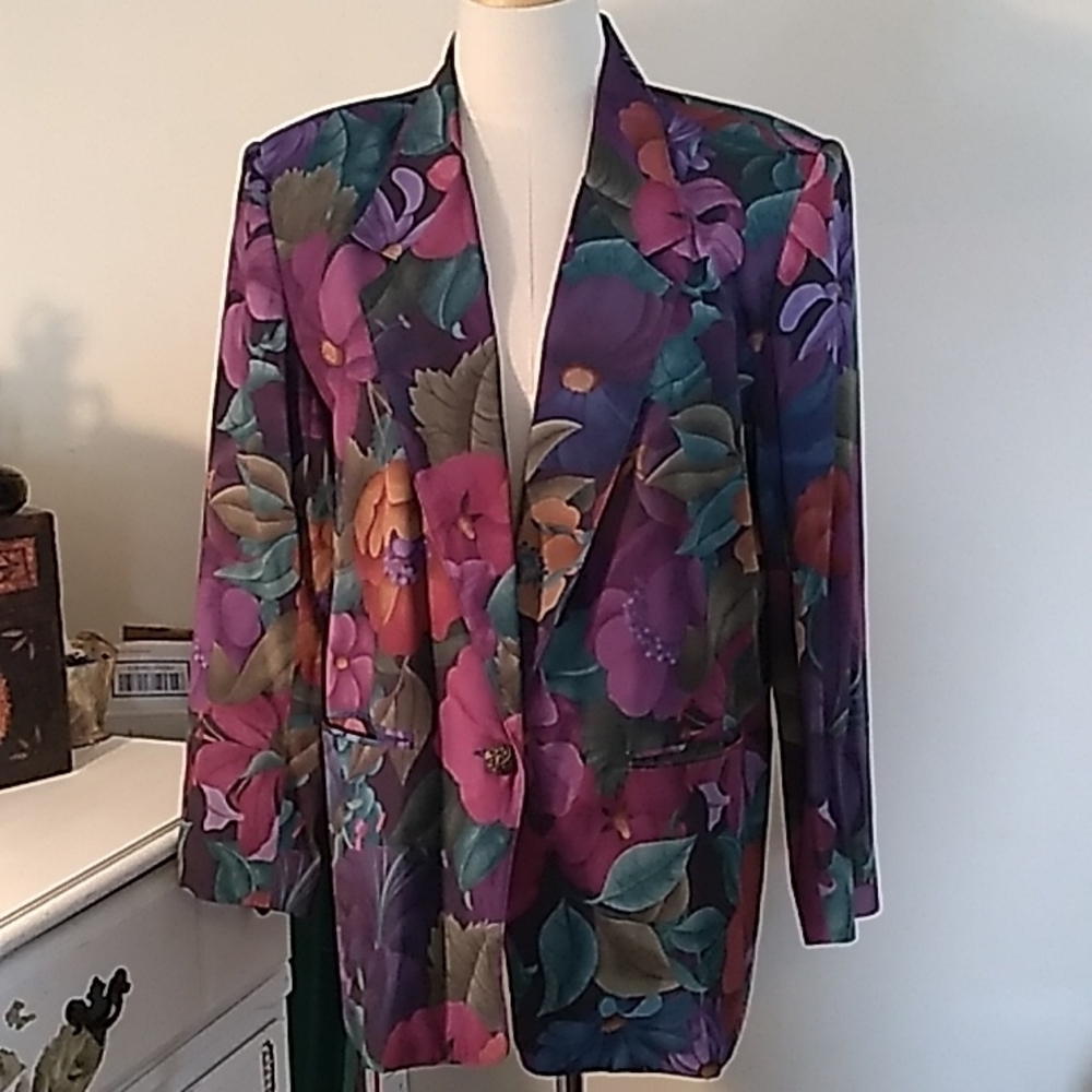 Vintage 1980s Alfred Dunner Petite 12 purple blazer jacket 💜